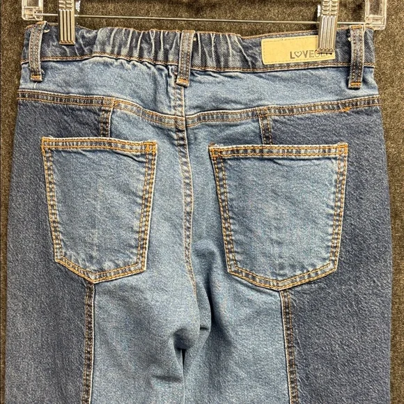 LoveGEN Women's Two-Tone Straight Leg Jeans - Picture 4 of 9